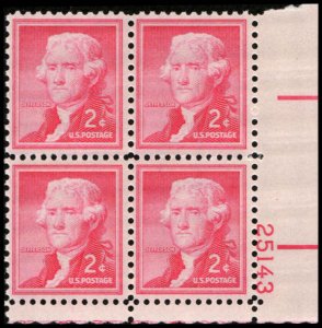 US #1033 JEFFERSON MNH LR PLATE BLOCK #25143