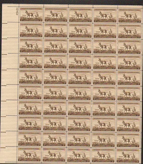 US #1078 Mint Sheet Pronghorn Antelope 