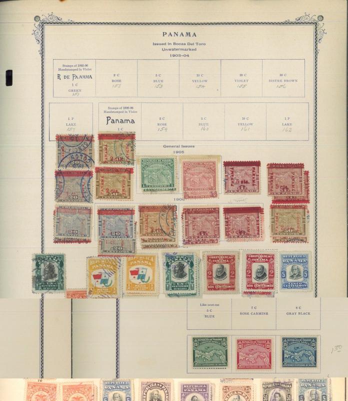 1878-1956 Panama Postage Stamp Collection on Album Pages Catalog Value $753