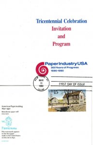 USPS FDC Ceremony Program UX145 C1E1 Paper Ind Postal Cards Insert & Cover 1990