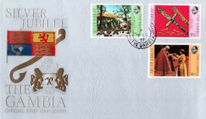 THE GAMBIA SILVER JUBILEE OF QUEEN ELIZABETH II ON CACHET FIRST DAY COVER 1977