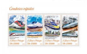 St Thomas - Fast Trains - 4 Stamp Sheet - ST13302a