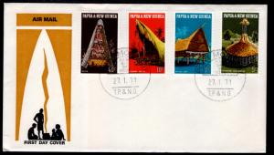 Papua New Guinea 319-322 Huts U/A FDC