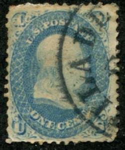 USA SC# 63 Ben Franklin, 1c, blue,  Canceled