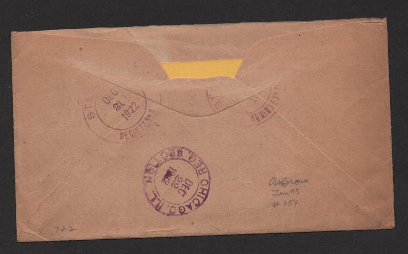 US 20th Century adv. cover Jax Company, Steger Ill. Registered late use of stamp