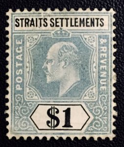 MALAYA 1905 Straits Settlements KEVII $1 MNG wmk MCCA SG#136 M4018