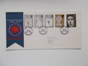 1969 Investiture First Day Cover Caernarvon FDI Cds Welsh Typed Address Cat £5