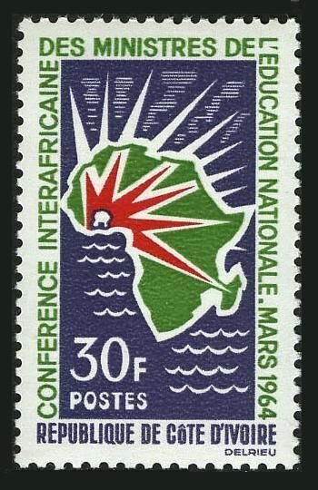 Ivory Coast 212,MNH.Michel 265. African Conference  of Education,1964.Map.