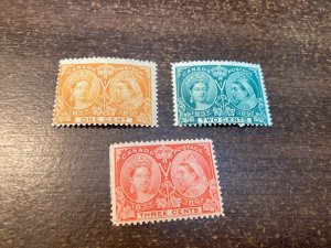 KAPPYSTAMPS CANADA #51-53 1897 VICTORIA JUBILEE ISSUES MINT HINGE REMNANT  H551