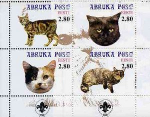ABRUKA - 2000 - Domestic Cats #2 - Perf 4v Sheet-Mint Never Hinged-Private Issue