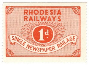 (I.B) Rhodesia Railways : Newspaper Railage 1d