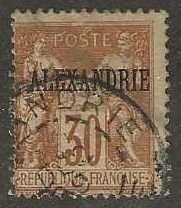 French Offices in Alexandria 10, used,  1899.  (f176)