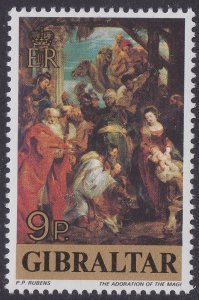 Gibraltar 394 Christmas Rubbens The Adoration of the Magi 9p single MNH 1977