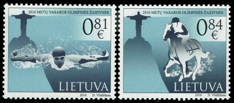 Lithuania #1082-1083  MNH - Olympics Swimming Equestrian (2016)