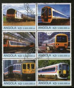 Angola 2000 Diesel Locomotive Railway Train Transport Setenant BLK/6 Cancelle...