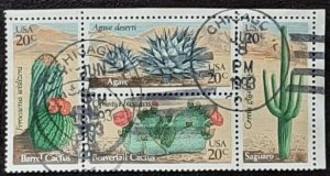 US Scott # 1942-1945; Four used 20c Desert Plants from 1981; Block of 4; VF/XF