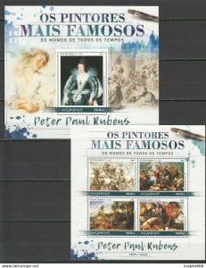 2016 Mozambique Art Famous Painters Peter Paul Rubens 1Kb+1Bl ** St2656