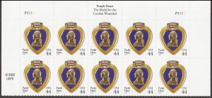 US 4390 Purple Heart 44c header block (10 stamps) MNH 2009