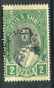 ALBANIA; 1928 King Zog ' Mbretnia Shqiptare ' Optd. issue Mint hinged 2Fr.