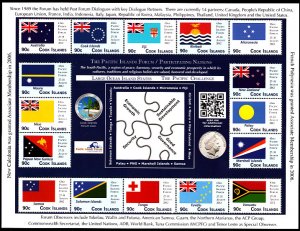 Cook Islands 2012 MNH Sc #1417 Sheet of 16 90c Flags Participating Nations Pa...