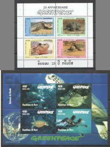 A1161 Laos Niger Greenpeace Fauna Reptiles Marine Life Sea Turtles 2Kb Mnh