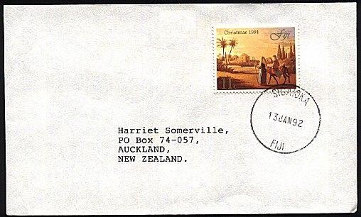FIJI 1992 cover to NZ : SIGATOKA single ring cds...........................70395
