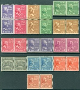 EDW1949SELL : USA 1939 Scott #839-51 Complete set of Line pairs. VF MNH Cat $140