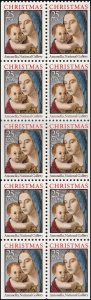 US 2514b Christmas Madonna & Child 25c pane 10 MNH 1990