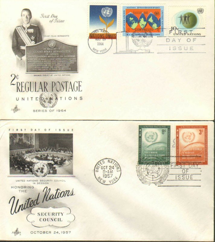 United Nations First Day Covers (7) ;  Various Subjects