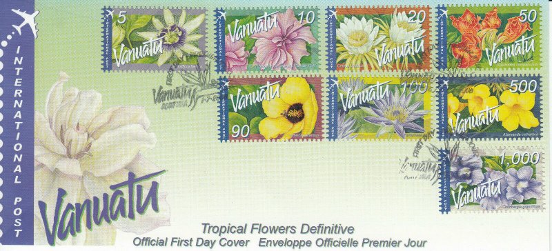 Vanuatu 2006 FDC Tropical Flowers Definitives International 8v S/A Set Cover 