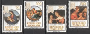 B1219 Togo Art Paintings Christmas 1984 #1802-05 Set Mnh