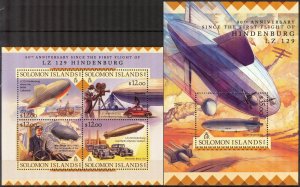 Solomon Islands 2016 Zeppelins Hindenburg sheet + S/S MNH
