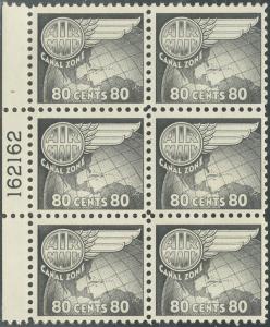 MALACK Canal Zone C26 F/VF OG NH, plate block of 6, Fresh! w8983