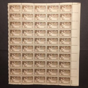 US, 968, AMERICAN POULTRY, FULL SHEET, MINT NH, 1940'S COLLECTION