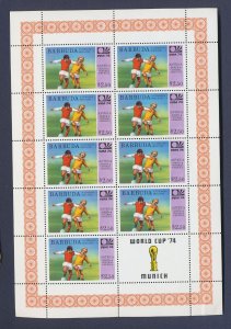 BARBUDA - Scott 166 - MNH S/S sheet of 9 - World Cup Soccer - 1974