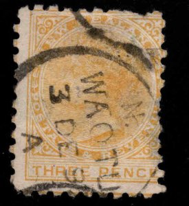 New Zealand Scott 63a Yellow, Used 1882 Victoria