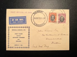 1945 S Rhodesia Airmail FFC Double Crash Cover Salisbury to Dublin Ireland