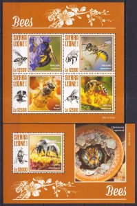 Gs0911 2019 Sierra Leone Honey Bees Insects Flowers Fauna #11681-84+Bl1836 Mnh