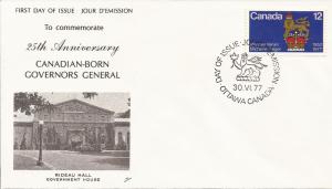 1977 Canada (NR) FDC - Sc 735 - Canadian Governors General & Standard