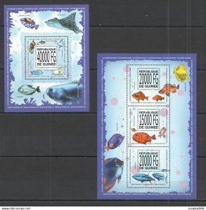 2013 Guinea Fish Fauna Marine Life Kb+Bl ** Stamps St1379