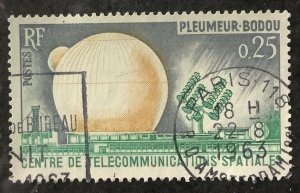 France 1962 Scott 1047 used - 25c,  Telstar, Pleumeur Bodou Space center