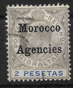 MOROCCO AGENCIES SG23 1905 2p BLACK AND BLUE USED