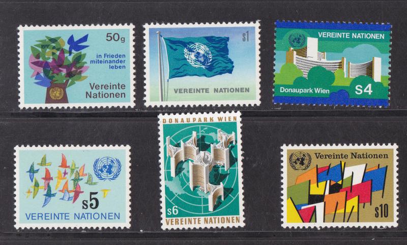 U.N. - Vienna # 1-6, First Issues, Mint NH, 1/2 Cat.