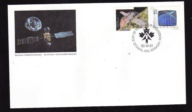 Canada-Sc#1442a-stamps on  FDC-Canada in Space-Hologram-1992-