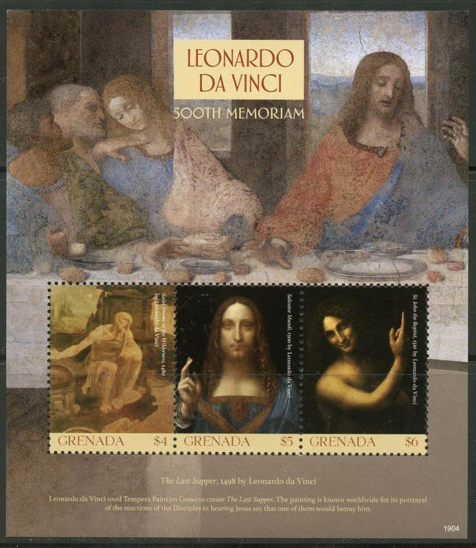 GRENADA  2019 500th MEMORIAL OF  LEONARDO DA VINCI  PAINTING SHEET MINT NH