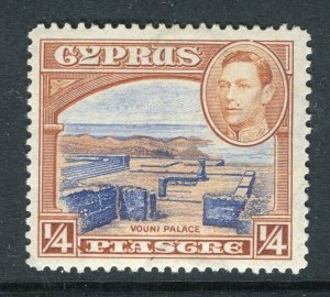 CYPRUS; 1938 early GVI Pictorial issue fine Mint hinged Shade of 1/4Pi. value