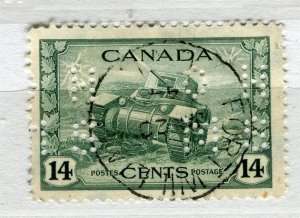 CANADA; 1942-48 early GVI issue OFFICIAL PERFIN issue fine used 14c. value
