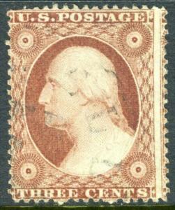 #25A var. Type I 3c Washington (USED) Scarce issue - cv$800.00