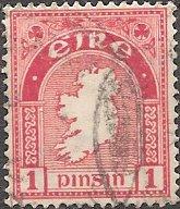 Ireland 107 (used) 1p map of Ireland, car rose (1941)