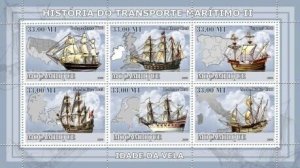 Mozambique - Sail Ships - 6 Stamp  Sheet - 13A-187